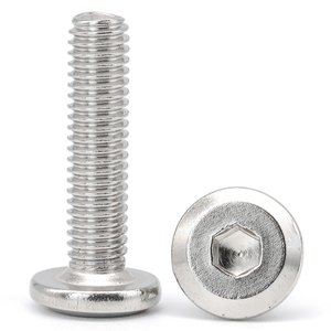 50pcs/bag Carbon Steel Nickel Plated Hexagon Socket Flat Chamfered Furniture Screw <b>Bolts</b> <b>M2</b> <b>M2</b>.5 M3 M4 M5 M6 M12 - Product Image 1