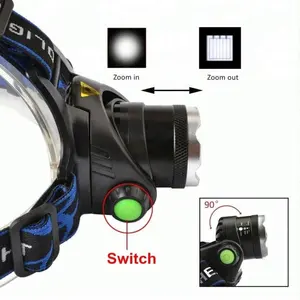 GS-6014 T6 Headlamp Super Bright LED Hunting Head Light High Power Rechargeable With Zoomable 3Modes Waterproof IPX4 For Camping