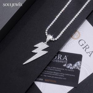 Collier pendentif éclair en moissanite Souljewel, style hip-hop glacé, bijoux de mode streetwear, unisexe - Product Image 5