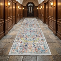 Tapis de couloir vintage à motif floral oriental vieilli, antidérapant, lavable, long, style bohème, tapis de zone à motif traditionnel