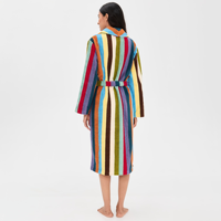 Peignoir unisexe en coton 100% Terry de luxe, taille plus, doux |   Robe thermique rayée teinte en fil pour hôtel et spa à domicile