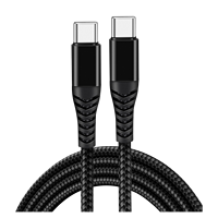 Cable trenzado de nailon tipo C a tipo C, carga rápida de alta velocidad, 60W PD para teléfono móvil, cable de datos súper duradero de 1M/1,5 M/2M
