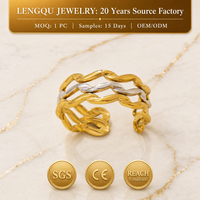 Bague chaîne tressée bicolore tendance en acier inoxydable durable, ajustable et ouverte, pour filles, accessoires décontractés et de bureau