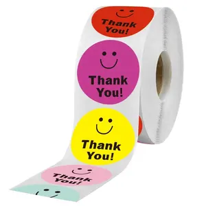 custom smile face thank you sticker for cake box gift box