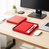 Carnet de notes personnalisé en cuir PP rouge pour entreprise, journal, cadeaux, bloc-notes promotionnel en gros, ensemble cadeau d'entreprise, stylo de luxe