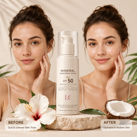 Crème solaire minérale SPF 50 à large spectre, sans traces blanches, pour peaux sensibles, résistante à la transpiration, format voyage, protection solaire naturelle, vente en gros