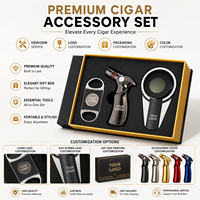 Ensemble d'accessoires pour cigares HZHM Simplicity comprenant des ciseaux en acier inoxydable, un briquet à quatre jets, un cendrier coupe-vent, un cadeau élégant