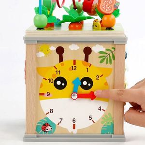 First Birthday Toy for Boys Girls Educational Sorting <b>Play</b> <b>Center</b> Wooden Activity Cube 7-In-1 Montessori Busy Board Toy - Product Image 6