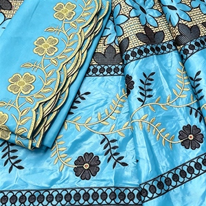Tissu <span class=keywords><strong>Bazin</strong></span> Riche 100% Coton, Matière en Dentelle Brodé Africain pour <span class=keywords><strong>Robe</strong></span> de Mariée et Artisanat de <span class=keywords><strong>Couture</strong></span> - Product Image 2