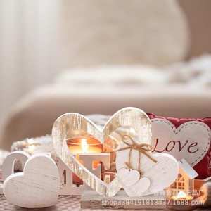 Wooden Heart Ornament <b>Retro</b> White Solid Wood Valentine'S Day <b>Gift</b> Desktop Decoration Living Room Home Decor - Product Image 2