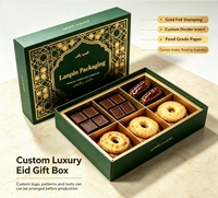 Boîte cadeau de luxe écologique en papier rigide, imprimée sur mesure, avec dorure or vert, pour chocolats, biscuits et dattes, pour l'Aïd