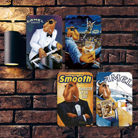 Letrero Metálico Retro de Hombre Camello, Decoración de Pared con Publicidad de Tabaco Vintage para Bar, Cocina, Póster Nostálgico para Cuarto de Hombre