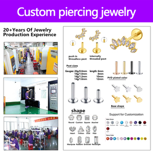 Pendiente clásico de titanio y circonita chapado en oro de 24K para boda, 16g, para hélice, tragus, lóbulo, con parte trasera plana, para niños - Product Image 6