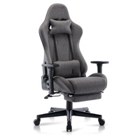 Chaise de jeu de course à siège large inclinable ergonomique en tissu d'usine avec repose-pieds chaise de jeu chaise de jeu avec accoudoir réglable