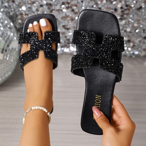 2025 Nuove Ciabatte <span class=keywords><strong>Nere</strong></span> Comode con Punta Quadrata Stile Francese per <span class=keywords><strong>Donna</strong></span>, Ideali per la Spiaggia e il Pendolarismo - Product Image 1