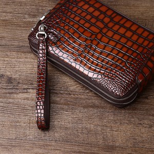 Pochette homme grand format motif crocodile, fermeture éclair double, intérieur en cuir synthétique, style décontracté - Product Image 5