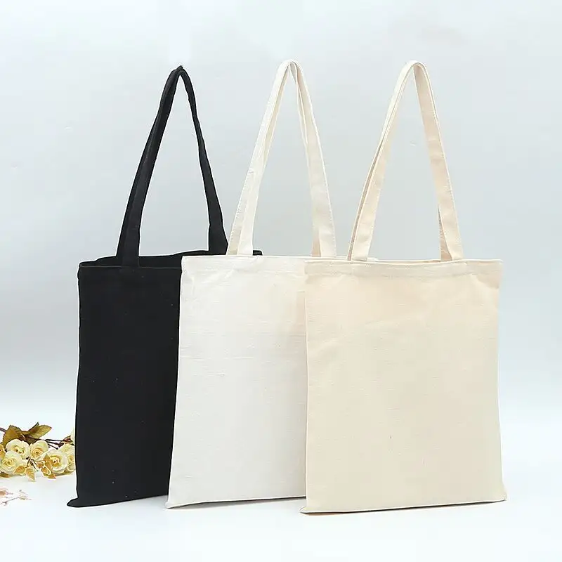 wholesale large size plain canvas bag black canvas tote bag with zipper