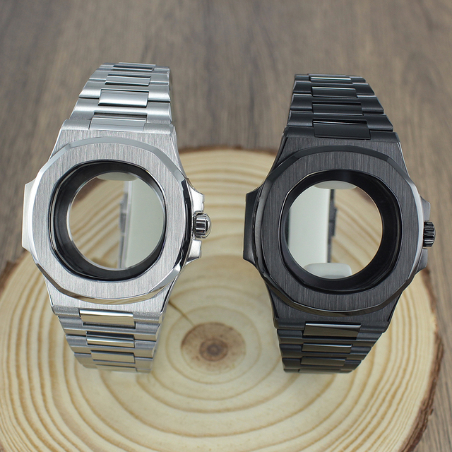 Luxury 40mm Square Men's Custom Watch Case with Stainless Steel Band Multiple Colors for NH35 NH36 NH34 NH38 Movement