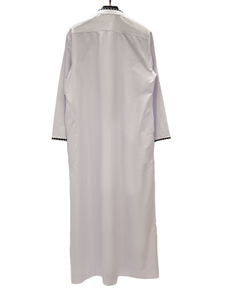 <b>Men's</b> White Casual Summer Wedding Lightweight <b>Thobe</b> Long Sleeve Stand Collar Ankle Length Cotton Prayer Wear Middle East Style - Product Image 6