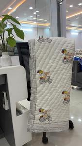 Handmade Printed Organic Simple <b>Quilted</b> Baby Blanket with 100% Cotton and <b>Wool</b> Filling All-Season Use for Bedtime & Travel - Product Image 3