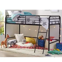 Metal Bunk Bed for Kids Playtime Loft Bed with Tent and Stairs