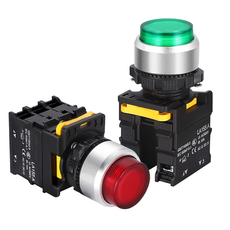 22mm LED Luminous Protruding Push Button Switch Two Light-emitting Switch Normally on Thickened Silver Contacts