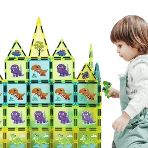 Cool Gadgets 2023 STEM Juguetes Montessori Toy 3d Magnet Building Block Plastic Cute Animal Dinosaur Magnetic Tiles For Kids