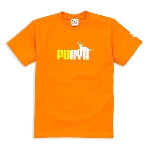 Camiseta Punya de Manga Corta con Estampado de Gato, Color Naranja, Unisex, para Uso Promocional - Product Image 1