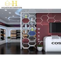 Perlengkapan Display Toko Kosmetik, Meja Pajang Kosmetik, Showcase Kosmetik Geometris Heksagonal