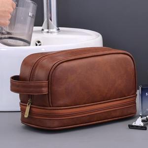 <span class=keywords><strong>Sac</strong></span> de toilette portable de luxe à deux couches pour hommes, voyage, <span class=keywords><strong>cuir</strong></span> PU de qualité supérieure, imperméable, grande capacité, trousse de toilette, organisateur de cosmétiques - Product Image 1