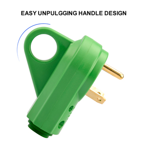 Prise de remplacement mâle 30 ampères pour RV NEMA TT-30P 125 volts poignée de déconnexion 30a RV extrémité de cordon ETL listé vert - Product Image 5