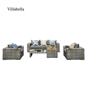 Ensemble de canapés d'extérieur Mobilier de jardin moderne en rotin Cadre en aluminium de luxe Canapé de terrasse Ensemble de meubles pour balcon Hôtel Villa - Product Image 3