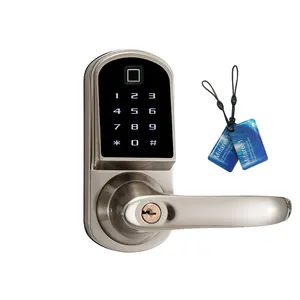 Zigbee Tuya应用控制指纹智能无线WIFI门锁，用于带门把手的室内门