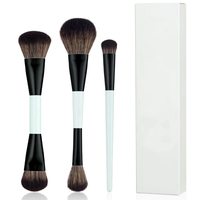 Pinceaux de maquillage double embout 6 pièces pour fond de teint, sourcils, fards à paupières et blush, en fibres végétales, marque privée