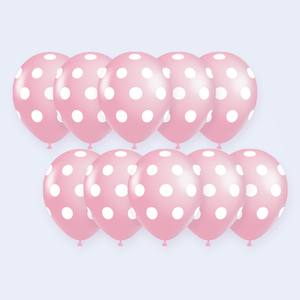Party Love Pink Polka Dot Latex <b>Balloons</b> 12 Pcs For Birthday Parties Kids <b>Decorations</b> - Product Image 1