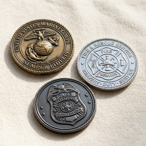 Monedas de Desafío Personalizadas de Metal, Latón, Plata, Oro, Aleación de Zinc, Acero Inoxidable, con Diseño de <span class=keywords><strong>Lobo</strong></span> Vikingo - Product Image 1