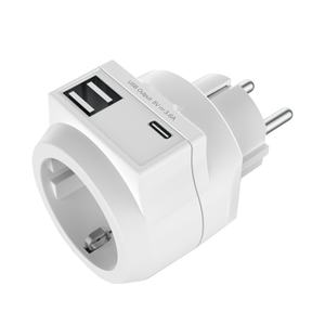 Prise murale 1 prise, 2 ports USB et 1 USB-C, idéale pour charger plusieurs appareils électroniques simultanément. - Product Image 1