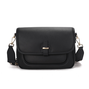 Sac à bandoulière vintage noir aspect cuir avec fermeture éclair, sac à rabat portable pour femme pour les trajets quotidiens - Product Image 1