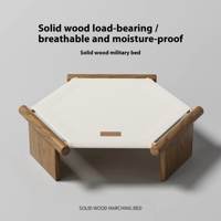 Lit surélevé pour animaux de compagnie, style nordique, en bois massif, respirant, lavable, quatre saisons, en tissu Oxford hexagonal, petit lit pour chien, hamac pour chat