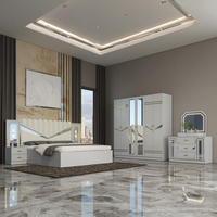 Suite de chambre personnalisable de luxe moderne pour hôtel/hôpital avec lit King/Queen/Full Size, table de chevet, armoire et tiroirs de rangement laqués