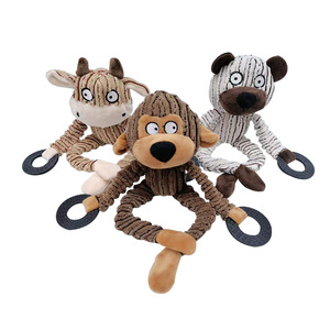 Jouet interactif pour chien en peluche durable en forme d'ours, de vache ou de singe, écologique, pour usage intérieur, couineur, éducatif, pour la mastication et le nettoyage des dents - Product Image 6