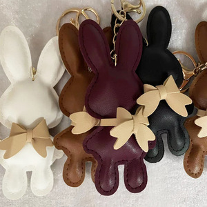 Cute <b>Cartoon</b> Bunny PendantLeather Keychain Pendant Trendy Bowknot Animal Accessory for <b>Backpack</b> Popular Trendy Leather Keychains - Product Image 3