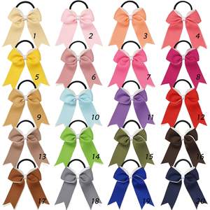 Lazos para el Cabello Grandes Bicolor Hechos a Mano para Adolescentes, Niñas, Sóftbol, Animadoras, Deportes - Azul Bosque/Amarillo, Decoración Suave para la Cabeza - Product Image 2