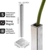 Ensemble de vases à fleurs magnétiques en métal, décoration d'intérieur unique, cadeau et centre de table moderne - Vases à tige unique en aluminium - Cylindriques fins