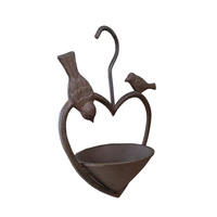 Mangeoire à oiseaux vintage rustique en fonte avec figurine d'oiseau, artisanat rétro en métal pour la décoration artistique de la maison et du jardin