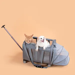 Factory separable expanded pet dog cat trolley carrier large pet durable mesh cloth travel carrier for pets dogs cats