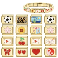 Module de bijoux italien DIY personnalisable, style rétro doré, pour bracelets et colliers, accessoires exquis, pour le marché international