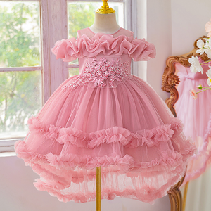 Vestido de Princesa para Niñas, Sin Mangas, Floral, Hasta la Rodilla, Traje de Fiesta de Cumpleaños, Disfraz de Piano - Product Image 1