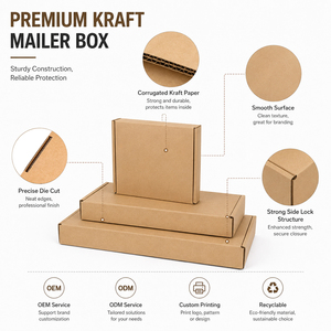 Kraft <b>Paper</b> Mailer <b>Boxes</b> Rectangle Shape Packaging Box Set for Shipping and <b>Storage</b> - Product Image 2
