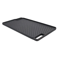Pré assaisonné camping en plein air rectangle fonte réversible double face gril pan bbq plaque chauffante